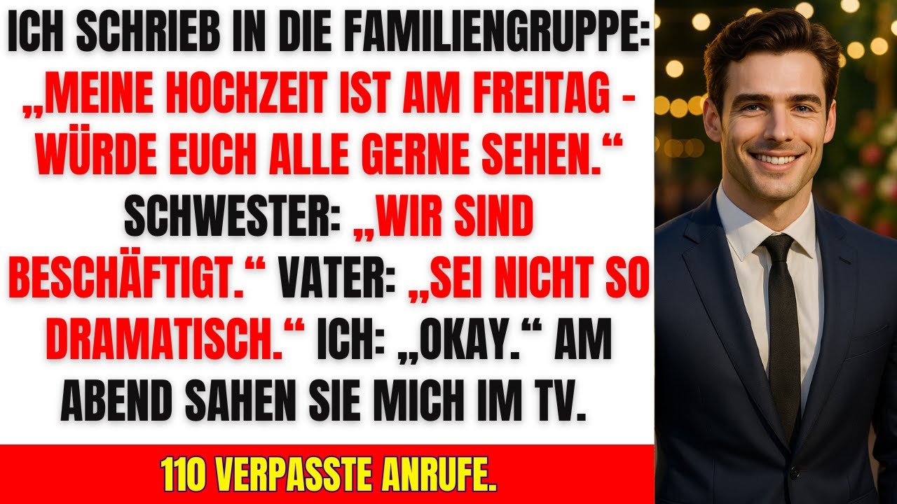 Ich schrieb: ‚Meine Hochzeit ist Freitag‘ – Sie kamen nicht. Doch dann sah mich jeder im TV!