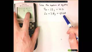 Algebra with TI-84 plus - solving system of equations - two ways