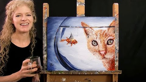 Learn How to Paint "NO GOLDFISH HERE!" with Acrylic - Fun Paint & Sip - Step by Step Animal Tutorial