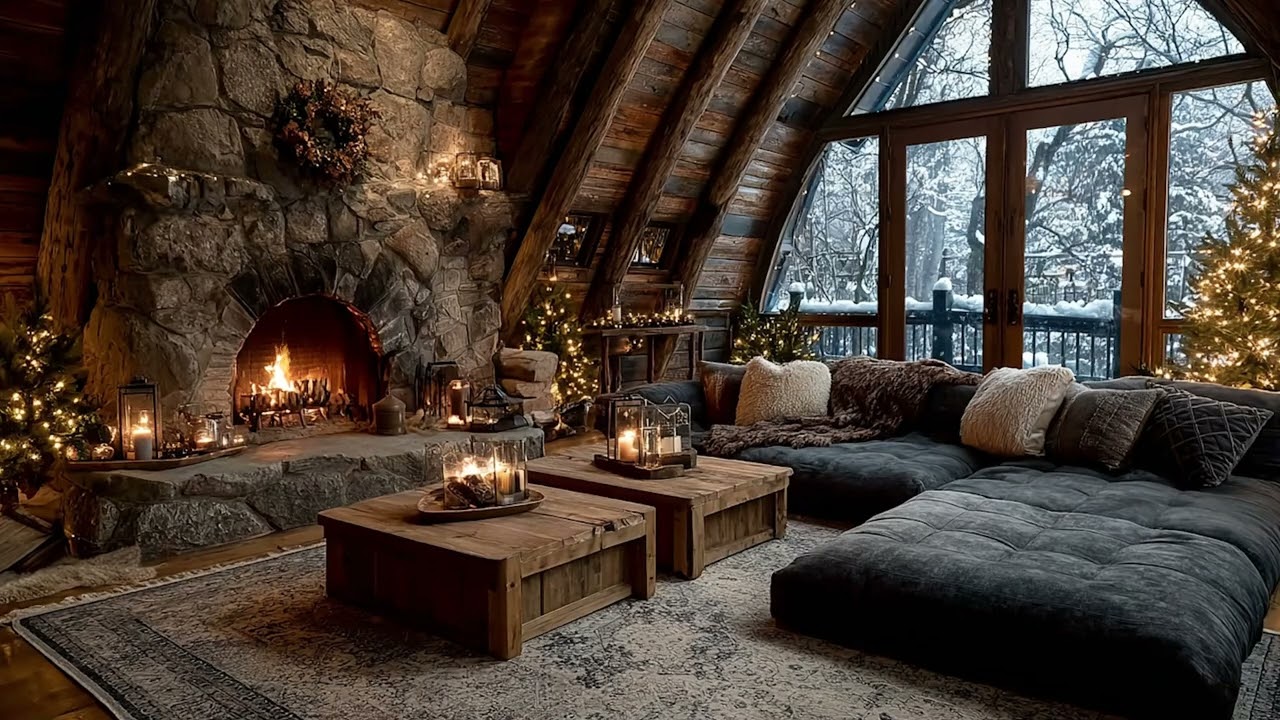 Instrumental Christmas Music With Fireplace 🔥 Relaxing Christmas Music 🎄 Soothing Christmas Ambien