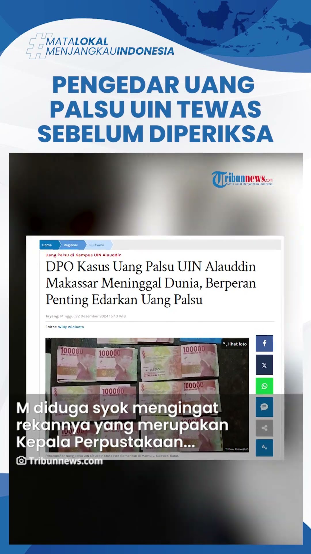 Pengedar Uang Palsu UIN Makassar Meninggal sebelum Diperiksa Polisi, Diduga Syok Kasus Terbongkar