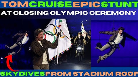 Tom Cruise Abseils Off Stadium Roof in Daring Olympic Finale | Paris 2024 Closing Ceremony Highlight
