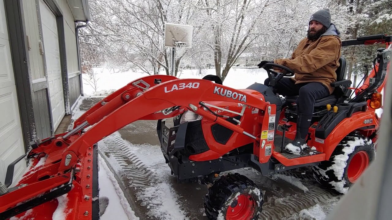2020 Kubota BX23s with a Land Pride SPL0560 Snow Pusher YouTube
