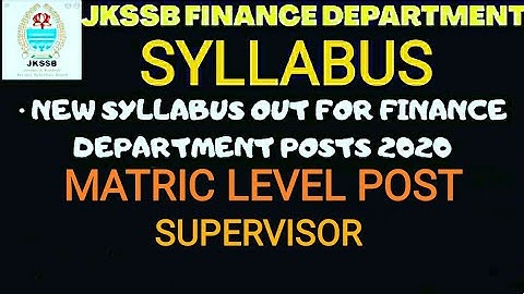 JKSSB SYLLABUS FOR MATRIC LEVEL POST.#JKSSB SYLLABUS FOR SUPERVISOR#JKSSB SYLLABUS#JKSSB SUPERVISOR
