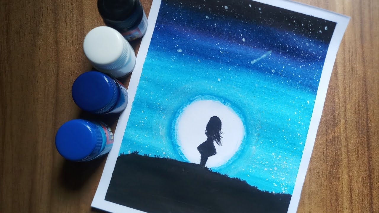 Easy Drawing with poster colour| step by step| Blue Sky - YouTube