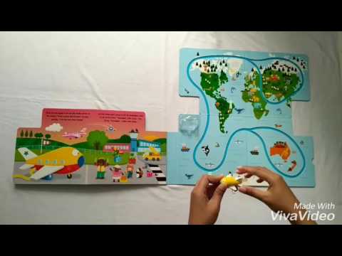 Little Jumbo Aeroplane Board Book with Fold-Out Play Track and Yellow Aeroplane wind-up toy