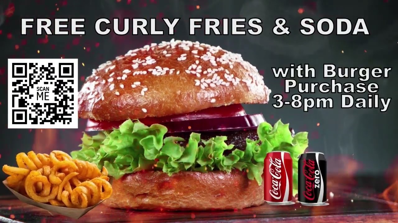 Free Curly Fries Soda with Burger Purchase 3-8pm Daily Near Me Broad Nosh Bagel Deli Catering NYC