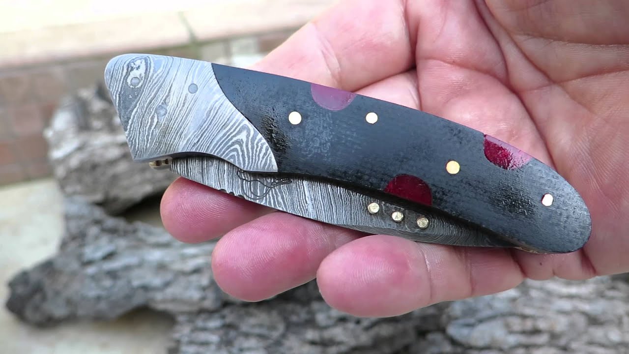 DKC-133-R Black Jack DKC Knives Custom Hand Made Damascus Hunting Pocket Folding Bowie Knife