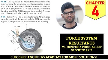 4-52 Moment of a Force about specified axis Chap 4 (Hibbeler Statics 14th Edition) Engineers Academy