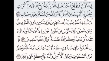 حفظ سورة آل عمران الآيات من (٢٧_٢٩)..مكرره {١٠مرات}وبتلاوه رائعه للشيخ /سعد الغامدي