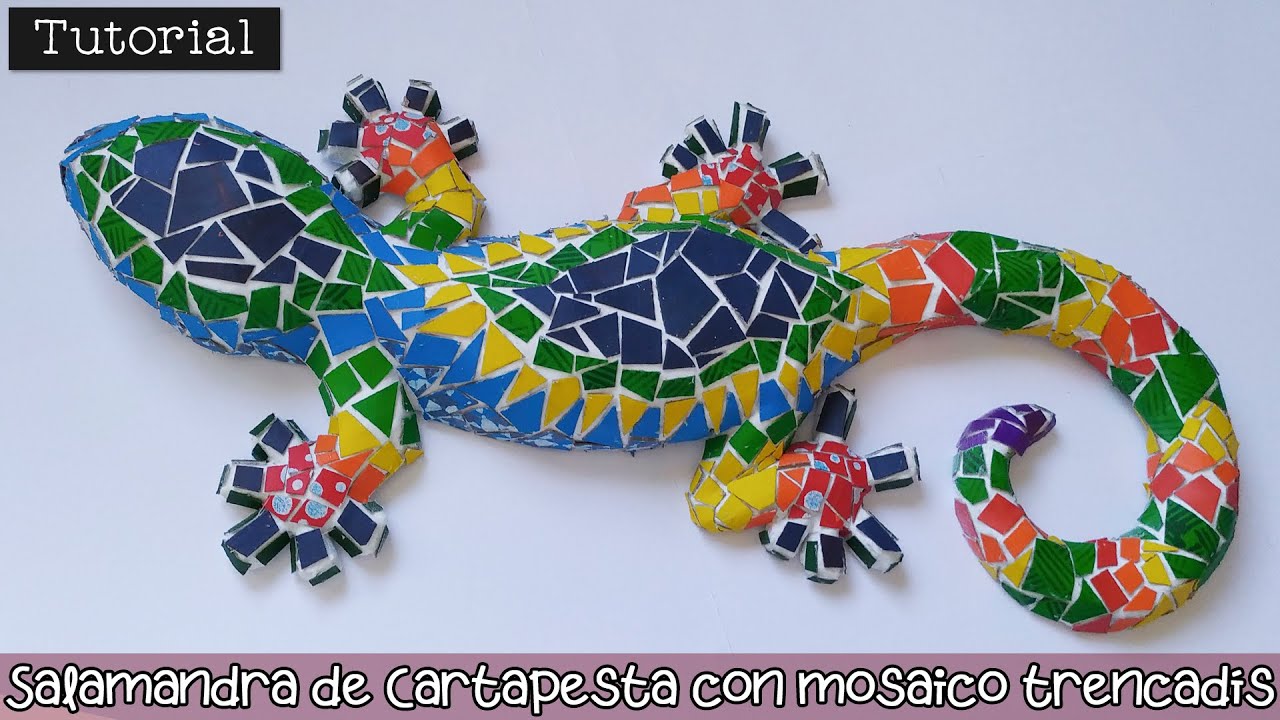 Tutorial: Salamandra de cartapesta 🦎 con mosaico de cartón estilo trencadís 🤩