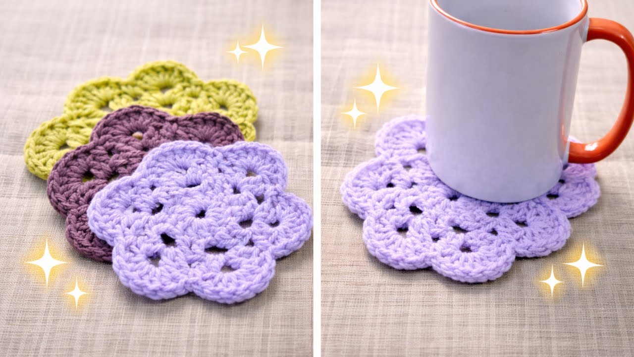 Easy Crochet Flower Coaster 🌸 | Beginner Friendly | Step by Step Tutorial 🌼