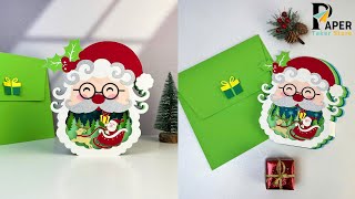 How To Make Paper Cut Pop up Santa @PaperTakerStore