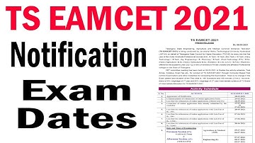 TS EAMCET 2021 NOTIFICATION & exam datess