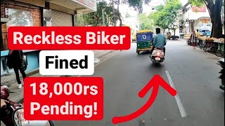 Reckless Biker With 18K Pending Fine Gets Fined By Bangalore Police