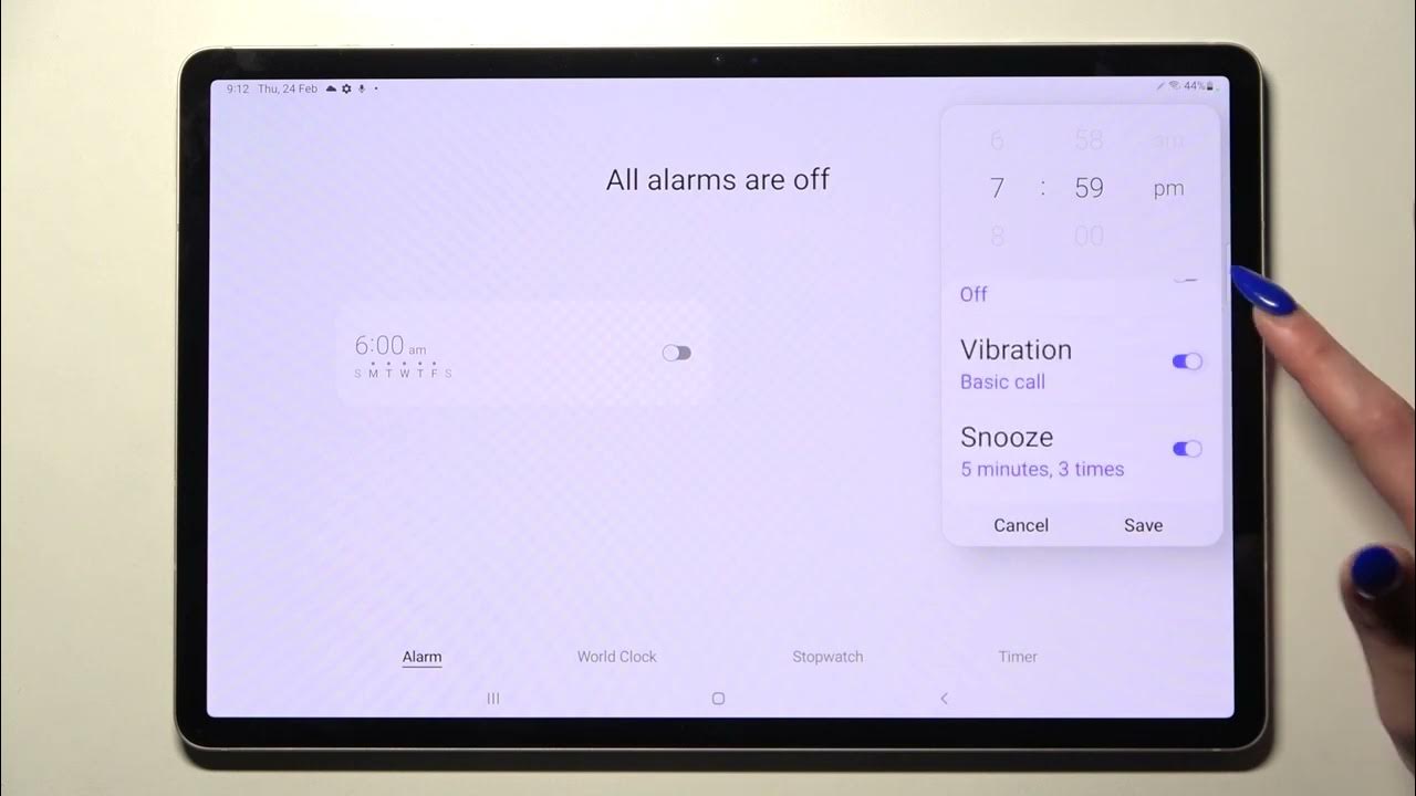 How to Set Up Alarm Clock on SAMSUNG Galaxy Tab S8+ Alarm Clock