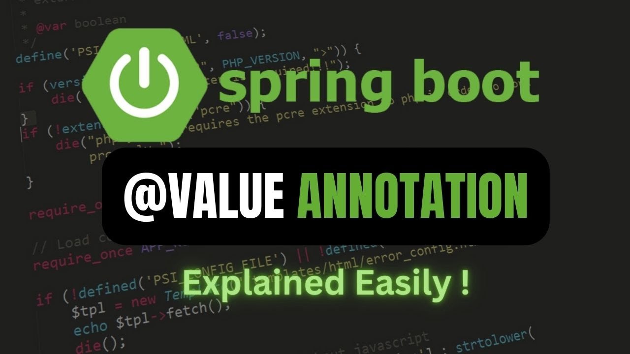 @Value Annotation in Spring Boot - Explained ! - YouTube