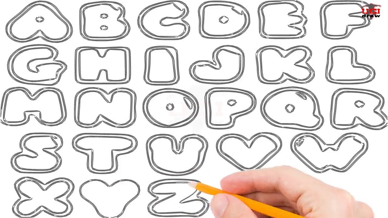 how to draw bubble letters a z step by step