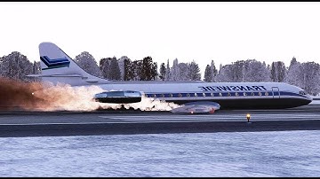 Caravelle Jet Crashes on Takeoff at Stockholm Airport - Transwede Sud Aviation SE-210