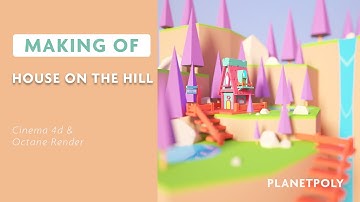 House on the Hill | Lowpoly 3d Modeling Timelapse Tutorial | PlanetPoly