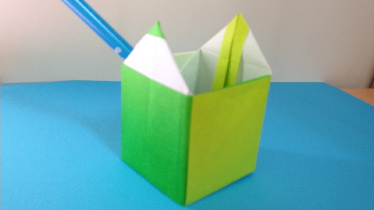 折り紙origami 鉛筆立て 簡単な折り方 Youtube