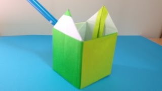 折り紙Origami 鉛筆立て 簡単な折り方 折り紙Origami 鉛筆立て 簡単な折り方