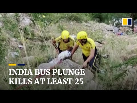 At least 25 dead after bus plunges into gorge in northern india