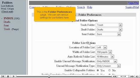How to modify folder preferences SquirrelMail