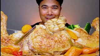 JUICY ROASTED CHICKEN LEG WITH BAKE GARLIC AND CARROTS | POLLO RUSTIDO | MUKBANG ASMR | ALFIE EATS