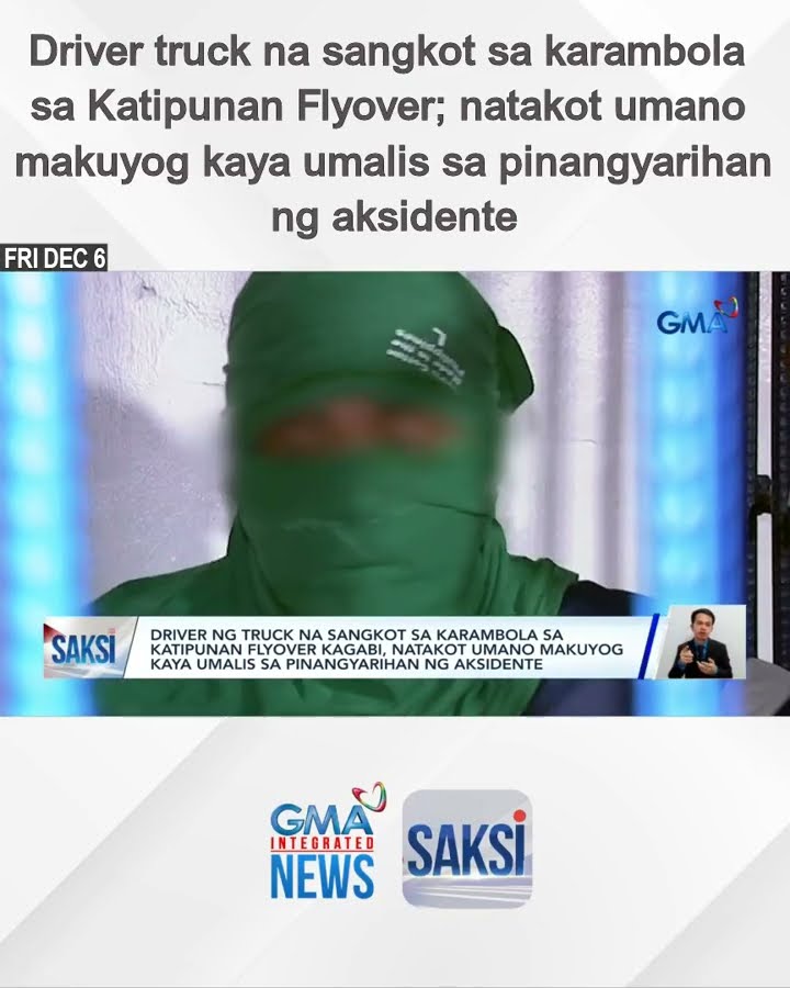 Driver truck na sangkot sa karambola sa Katipunan Flyover; natakot umano makuyog kaya... | Saksi