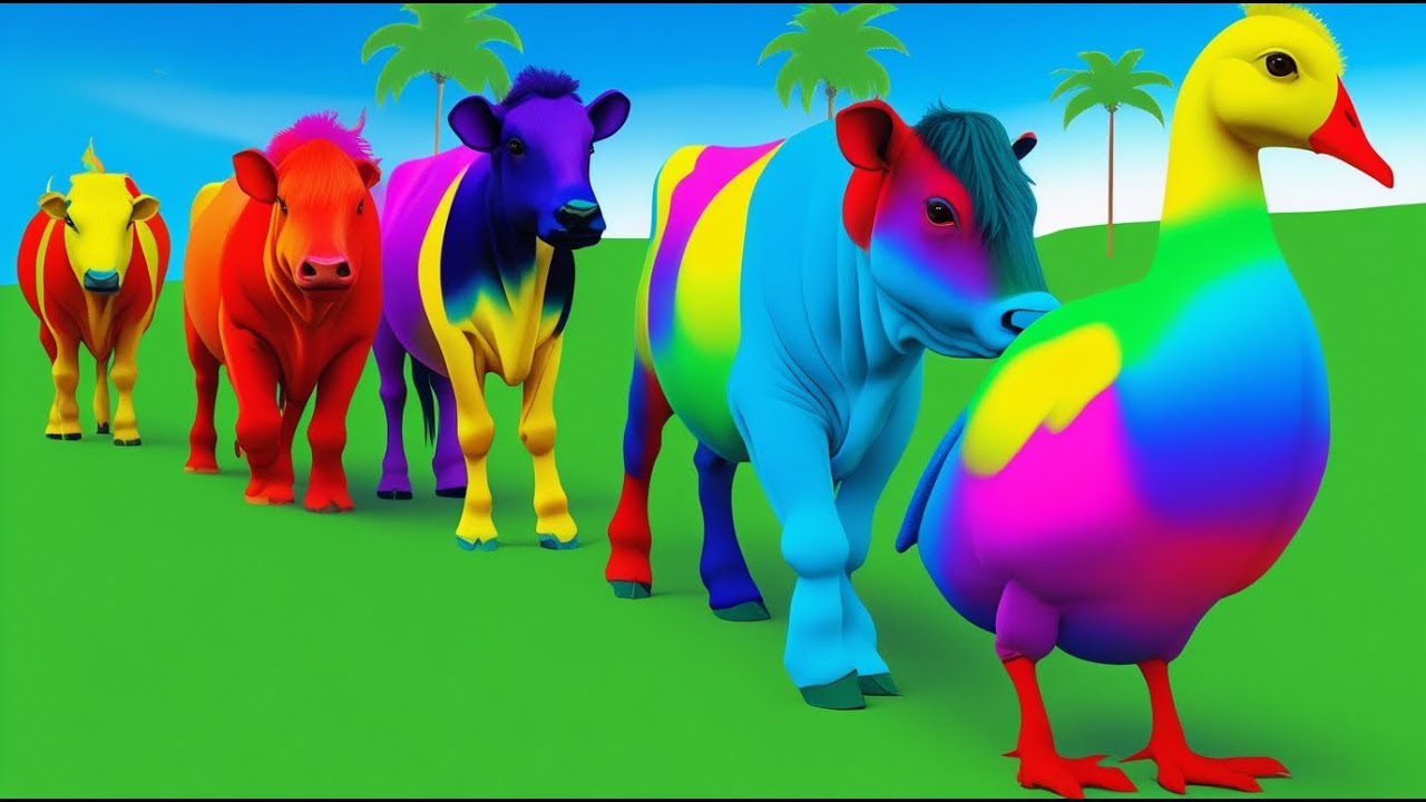 Long Slide Game With Cow Elephant Gorilla Hippopotamus Tiger 3d Animal Game Funny 3d Animals