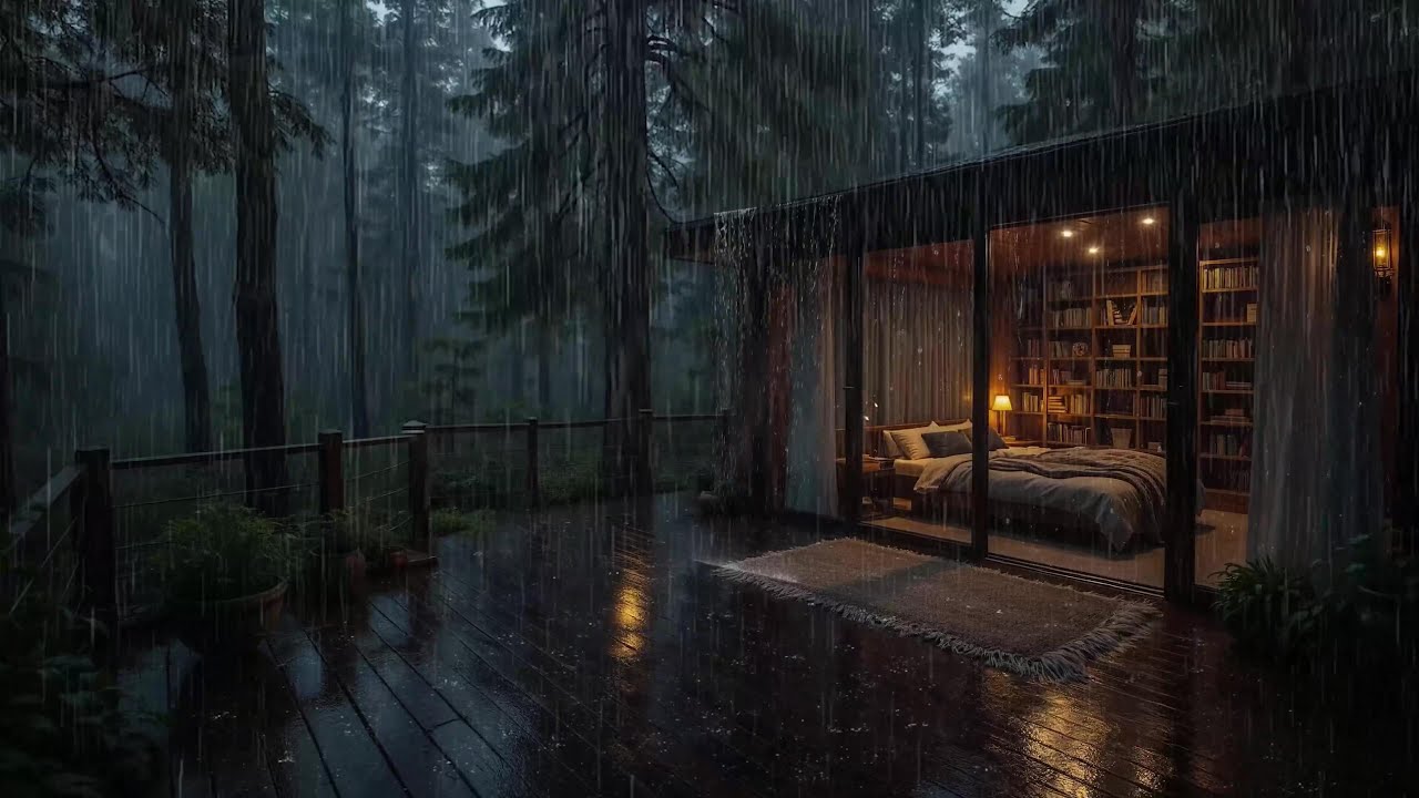 Forest Rain at Night with Soft Piano 🌲🎹  Deep Sleep, Reduce Stress, Calm Mind Naturally