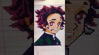 Tanjiro pixel art ideas #shorts #art