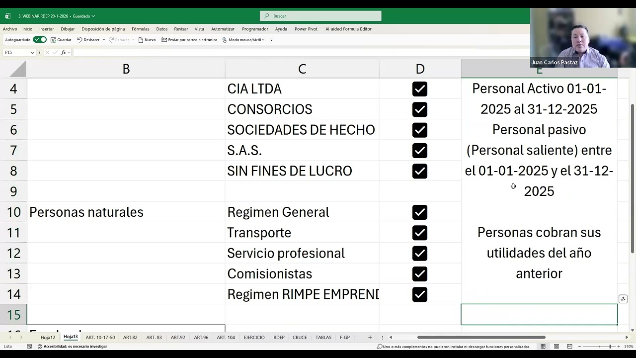 Consideraciones Anexo RDEP 2026 y Proyección de Gastos Personales