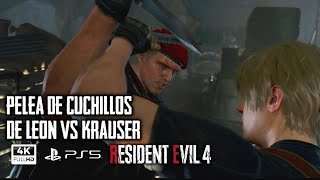 Pelea  DE CUCHILLOS COMPLETA de LEON VS KRAUSER  Resident Evil 4 Remake