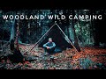 Woodland wild camping  asmr  bushcraft tripod  tarp autumn camp  wild camping uk