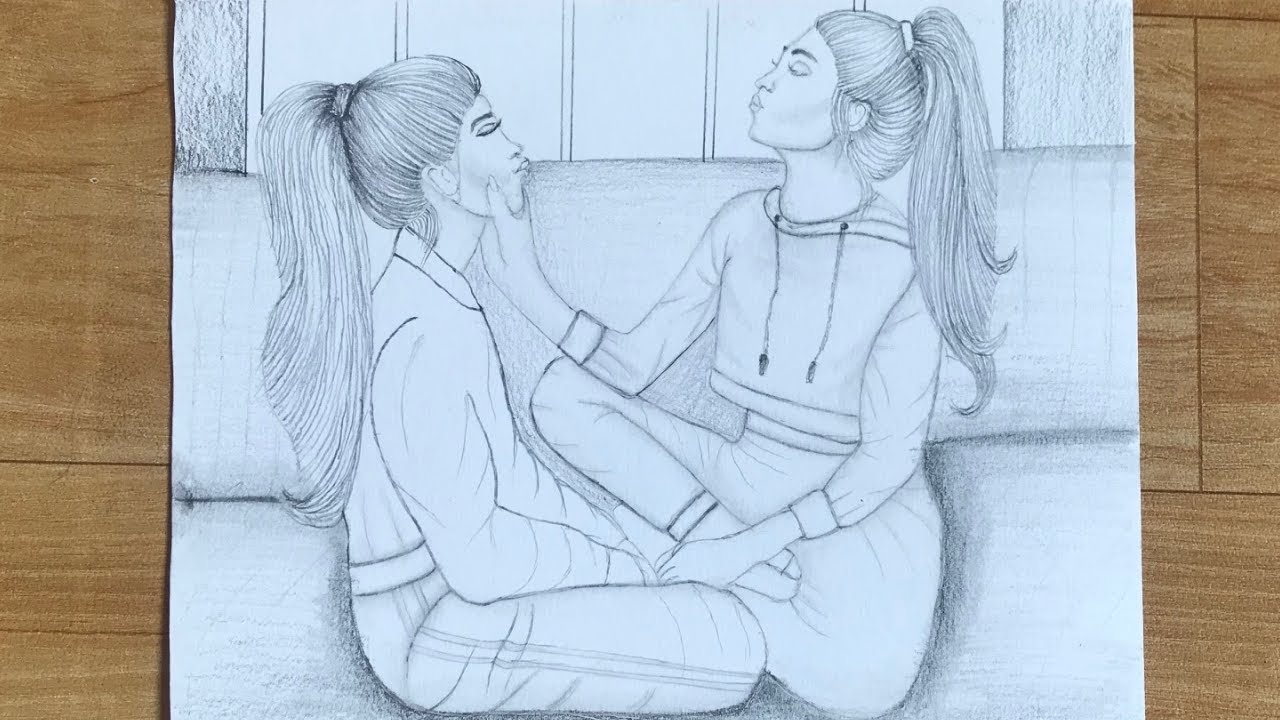 How To Draw Best Friends For Beginners Pencil Sketch Of Two Best Friends Two Girls Sketch Youtube