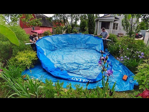 ВЛОГ Установка каркасного БАССЕЙНА INTEX 457x122 на ДАЧЕ