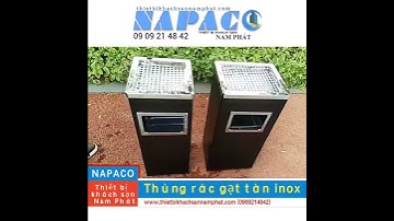 Thùng rác inox gạt tàn công cộng - Napaco-Thiết bị khách sạn Nam Phát