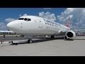 Close up Towing &amp; Pushback of a Turkish Airlines B737 at ILA 2014