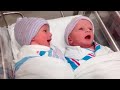 Newborn twin babies communicate with each other an hour after delivery to make sure they are okay