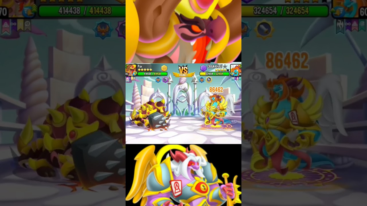 Dragon city - Spiked Leatherback Vs High Arcana Judgement.