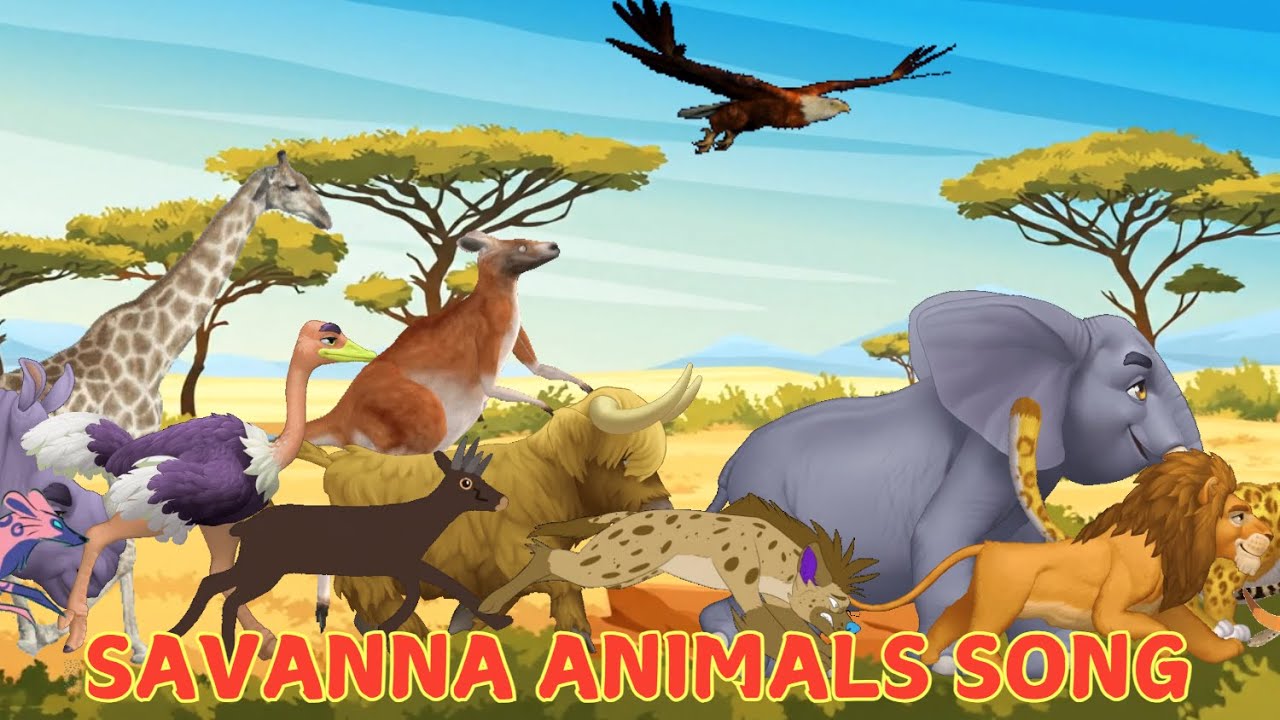 Savannah Animal Sounds Song 🎶 Learn Animals Adventure in Safari 🦁Best ...