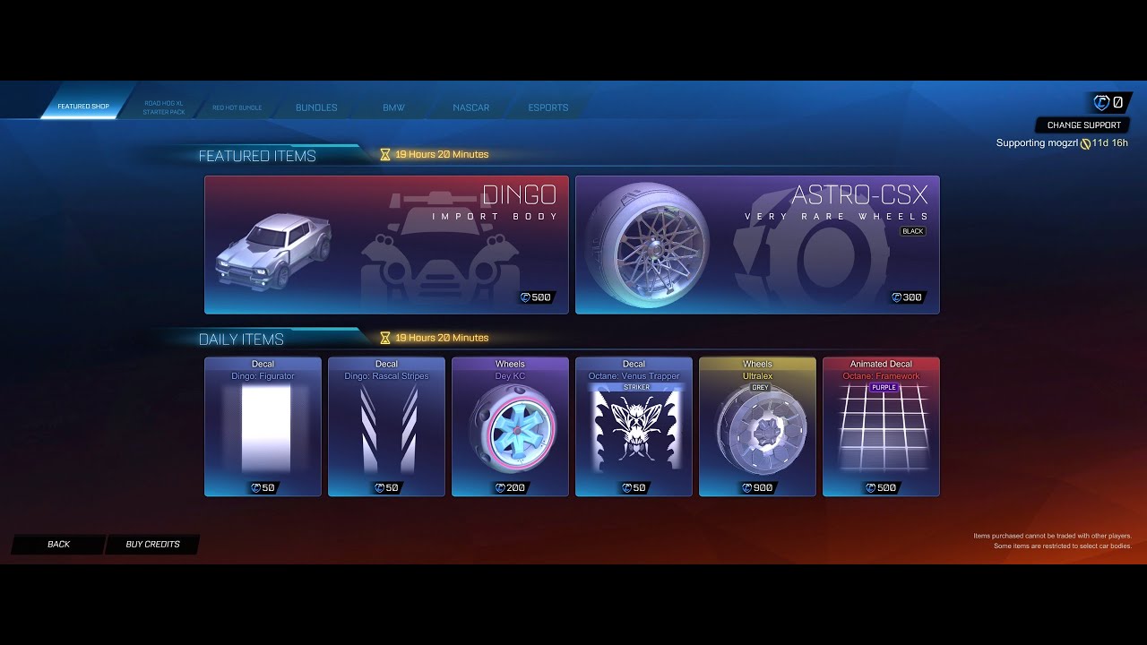 Rocket League Item Shop: November 6, 2021! Dingo, Astro-CSX in Black and more...