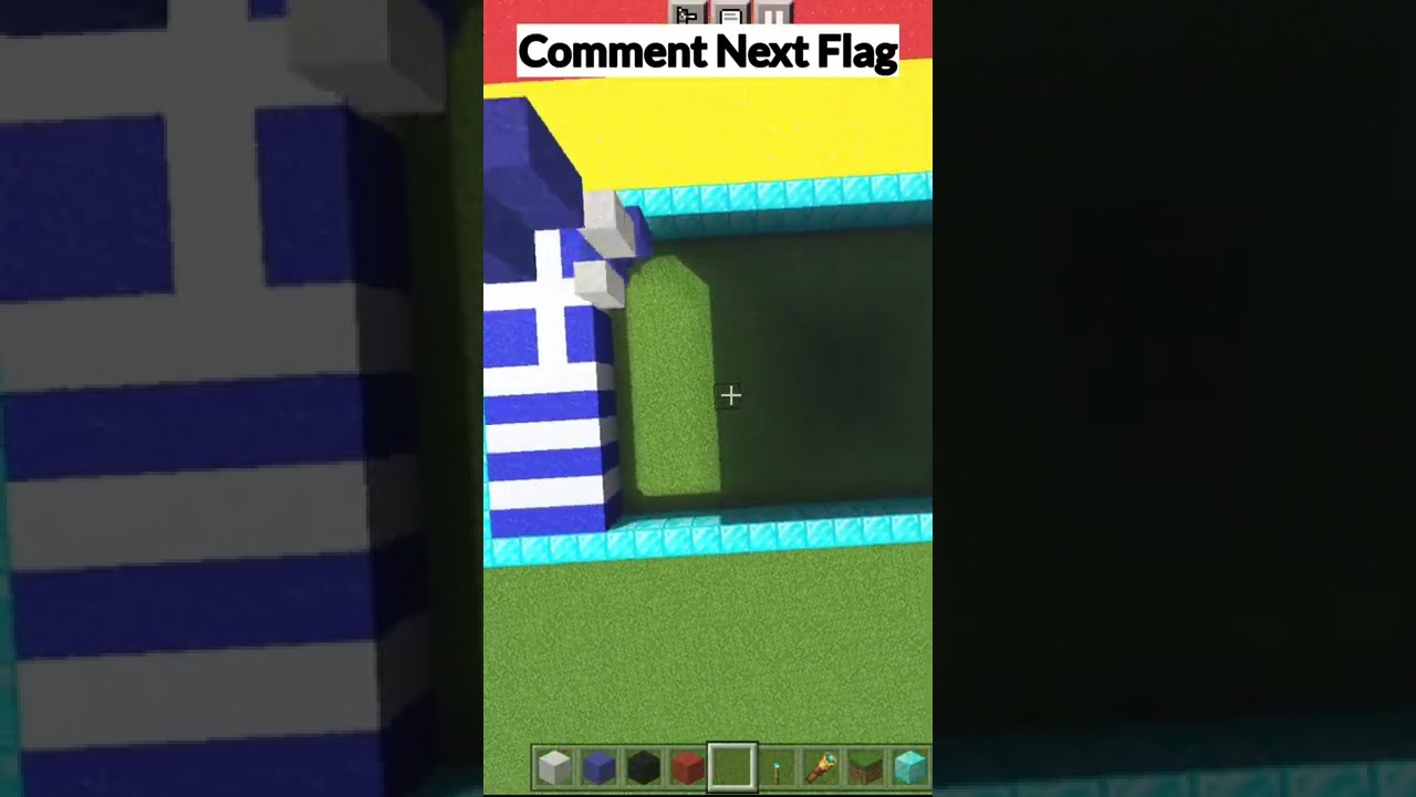 Greece Flag Pixel Art in minecraft 