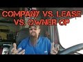 Company vs. Lease vs. Owner op.  The basics.