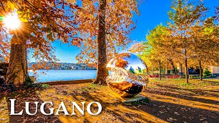 Lugano in autumn is the golden paradise  Switzerland 4K