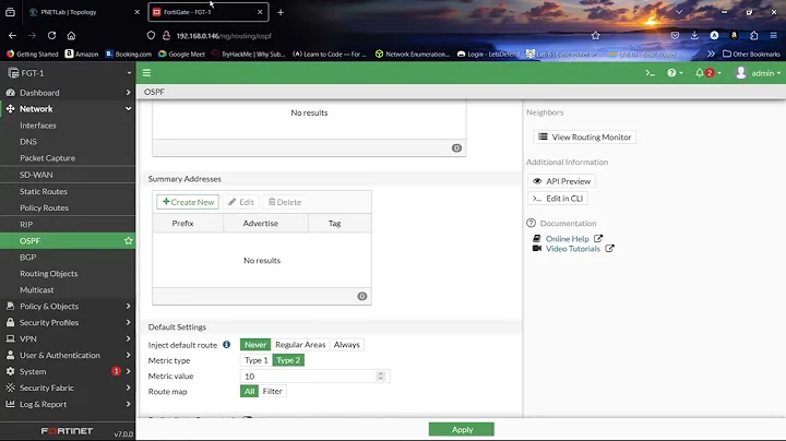 OSPF (Open Shortest Path First) on the FortiGate Firewall