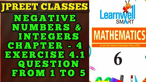 #class6 #learnwell chapter 4 #negativenumbers and #integers  exercise 4.1 question 1,2,3,4,5 #jpreet