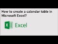 How to Create a Calendar Table in Excel | Step-by-Step Guide - Crowdfunding Project for Data Analyst